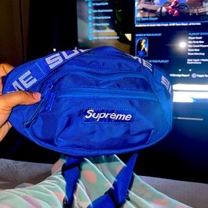 Blue supreme belt bag in good shape!
